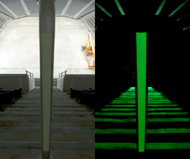 Illuminating Epoxy Delivery System for Stair Edge, luminous stairwell stair edges, Best solution for NFPA Code Approved luminous Stairwell, Best solution for NFPA Code Approved luminous Stair edge, Floor Marker, Egress and Stairwell Solutions