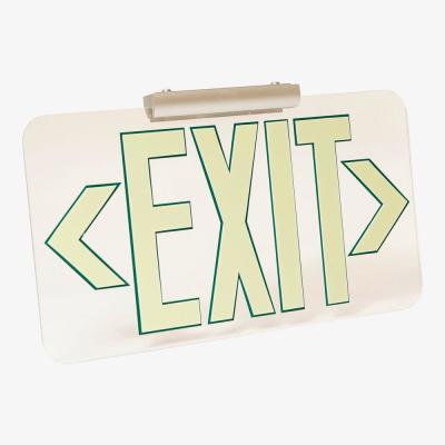 Clear Lucite Emergency Exit Sign, LED compliant exit sign, Alternative exit signs, energy free exit signs, Photoluminescent Exit Signs, Electric Sign Alternative, UL924 Emergency Exit Sign, Electric Exit Signs