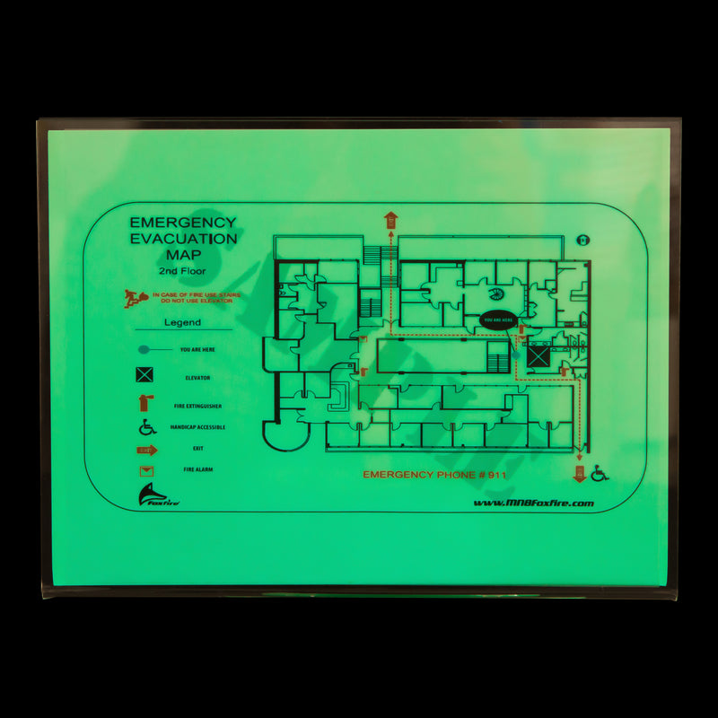 Photo-luminescent Evacuation Map Holder, Illuminating Evacuation Map Holder, Safety Markings, Egress and Stairwell Solutions