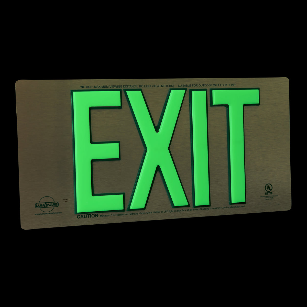 アルミニウム LED EXIT サイン Red LED Edge Lit Exit Sign UL Listed, Brushed Aluminum Housing
