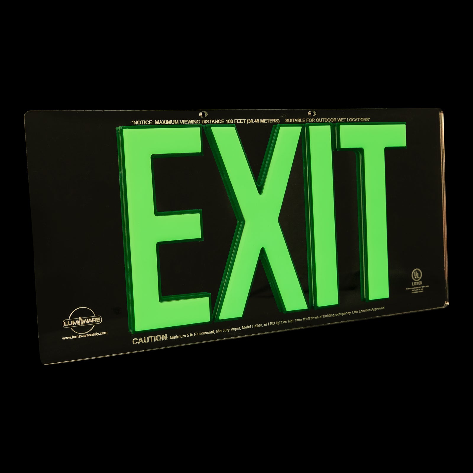 Mirrored UL924 Emergency Exit Sign 100' Visibility 5 fc Rated Energy ...