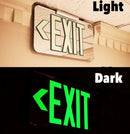 Mirrored Emergency Exit Sign, LED compliant exit sign, Alternative exit signs, energy free exit signs, Photoluminescent Exit Signs, Electric Sign Alternative, UL924 Emergency Exit Sign, Electric Exit Signs