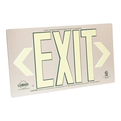 Brushed Metal Aluminum Emergency Exit Sign, LED compliant exit sign, Alternative exit signs, Electric Exit Signs, energy free exit signs, Photoluminescent Exit Signs, Electric Sign Alternative